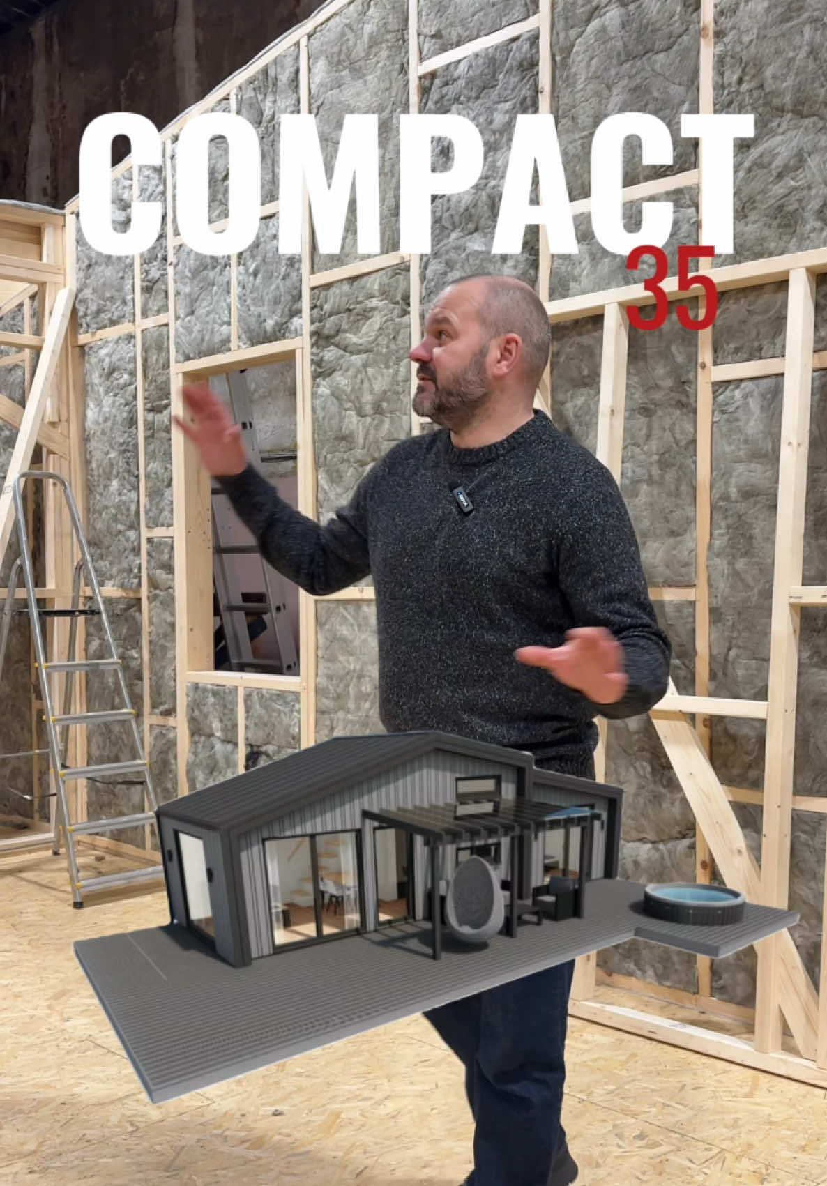 Compact 35 – gudrs 35 m² mājas plānojums! Dzīvojamā zona ar virtuvi, ...